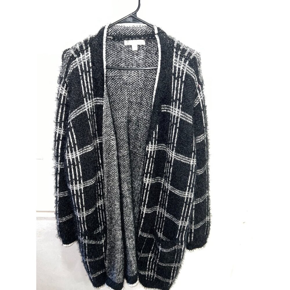 Farmers Market by One world womans duster plus size 3X long sleeve black white